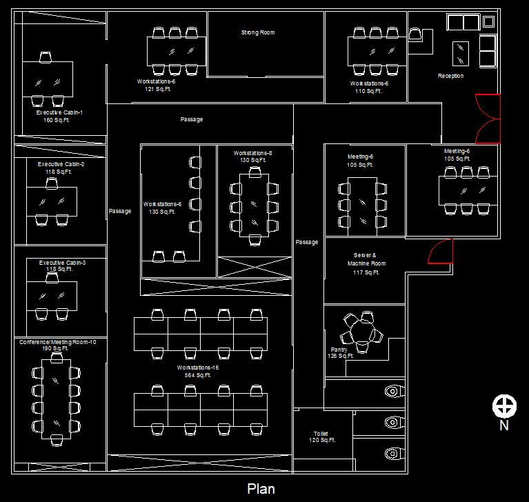 Serviced office floor plan or layout design